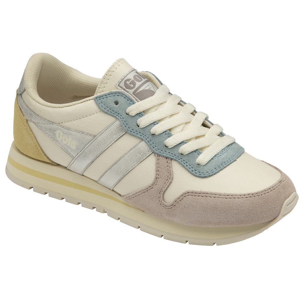 Gola Classics Daytona Quadrant Sneakers Bílé Stříbrné Citrón CZ | GSER-07143