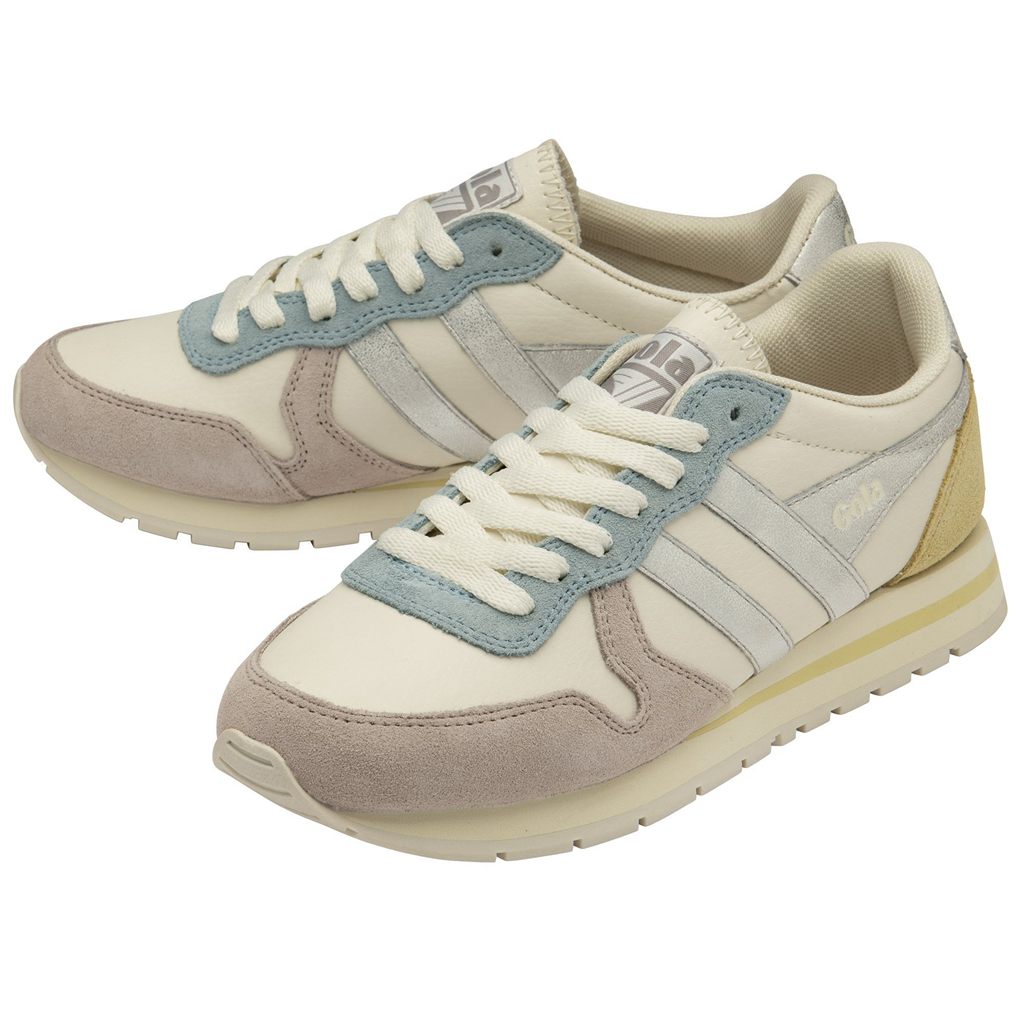 Gola Classics Daytona Quadrant Sneakers Bílé Stříbrné Citrón CZ | GSER-07143