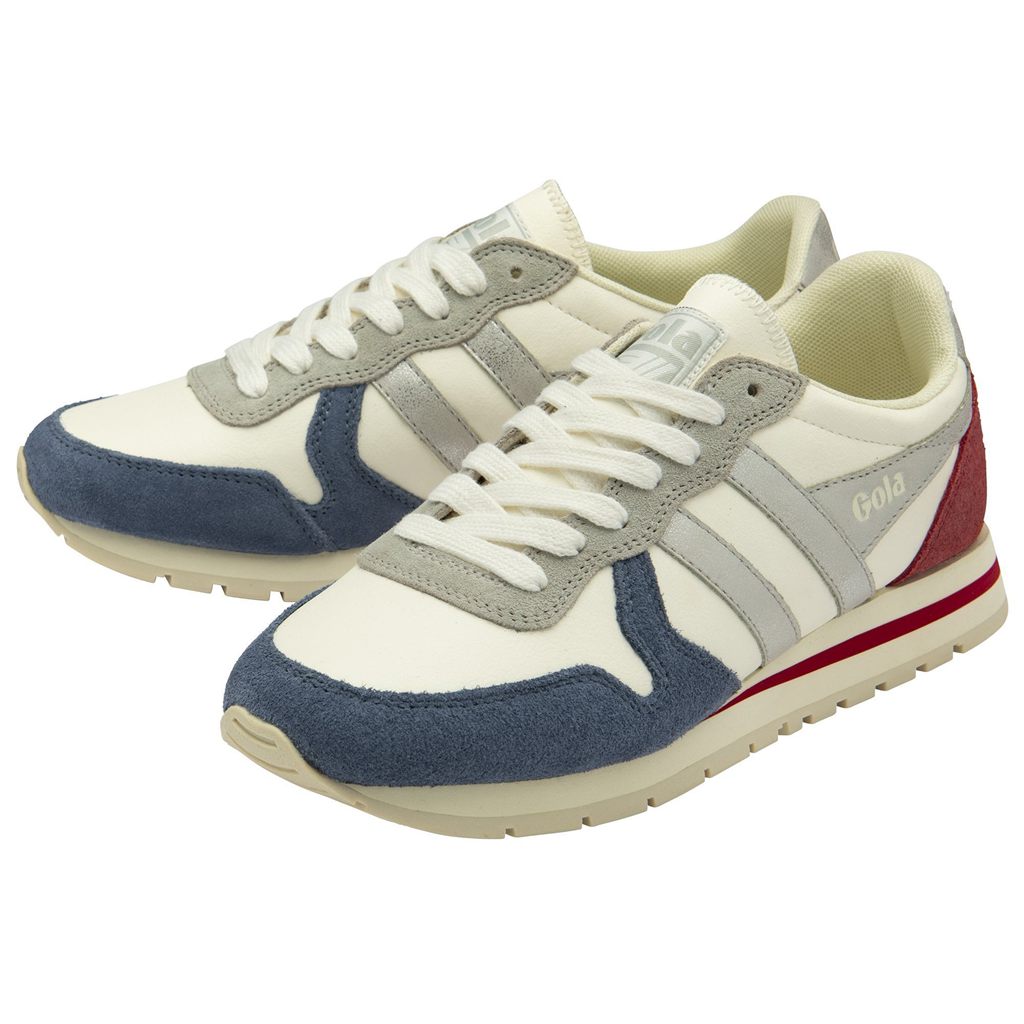 Gola Classics Daytona Quadrant Sneakers Bílé Stříbrné Tmavě Červené CZ | YXKU-03274