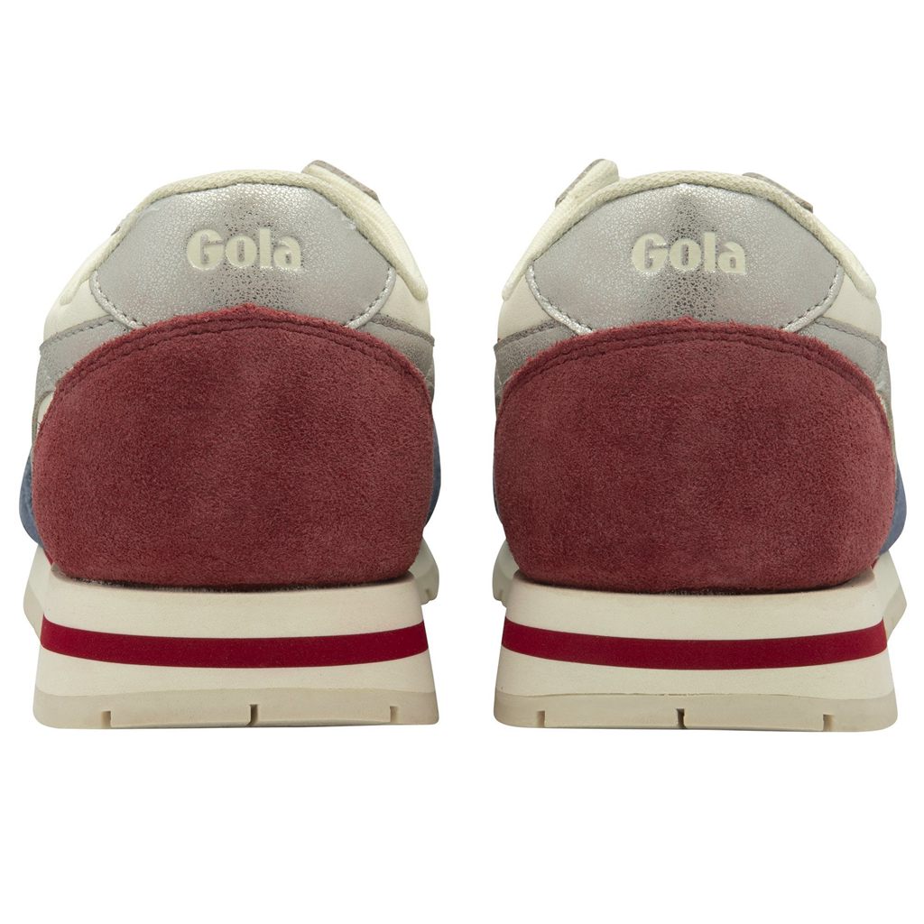 Gola Classics Daytona Quadrant Sneakers Bílé Stříbrné Tmavě Červené CZ | YXKU-03274