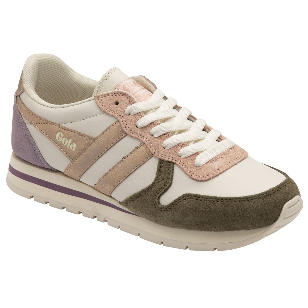 Gola Classics Daytona Quadrant Sneakers Bílé Hnědožlutý Růžové Zlaté CZ | HEZV-74026