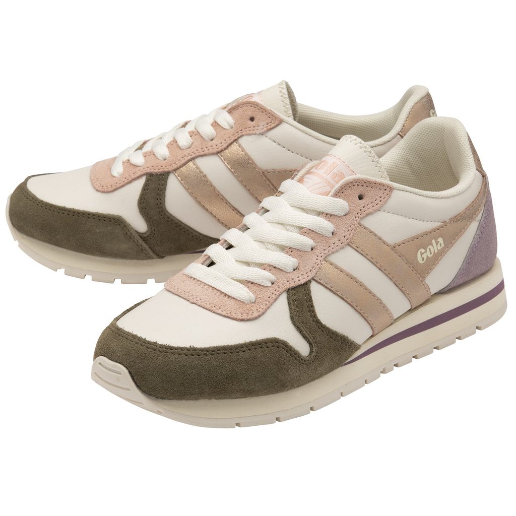 Gola Classics Daytona Quadrant Sneakers Bílé Hnědožlutý Růžové Zlaté CZ | HEZV-74026