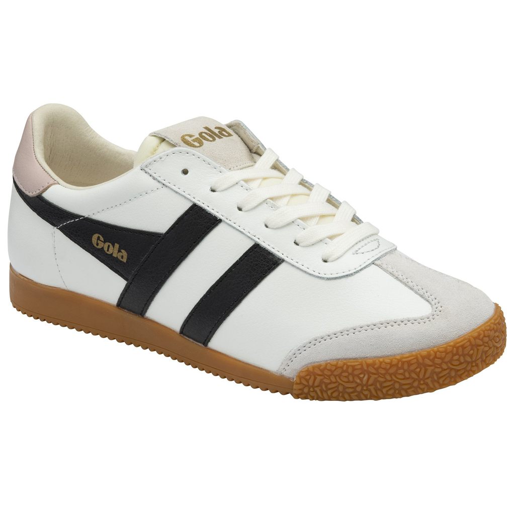 Gola Classics Elan Leather Sneakers Bílé Černé Růžové CZ | UQDC-73461