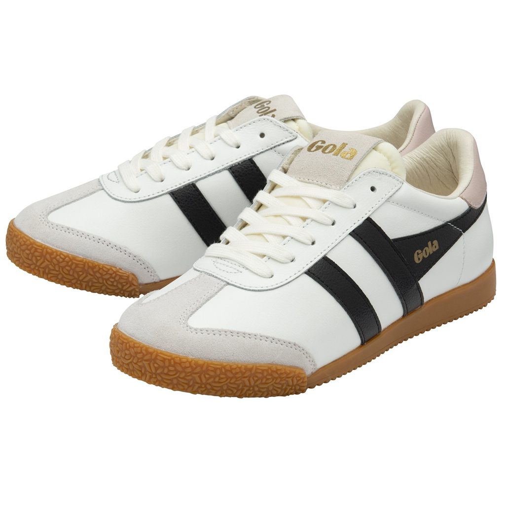 Gola Classics Elan Leather Sneakers Bílé Černé Růžové CZ | UQDC-73461
