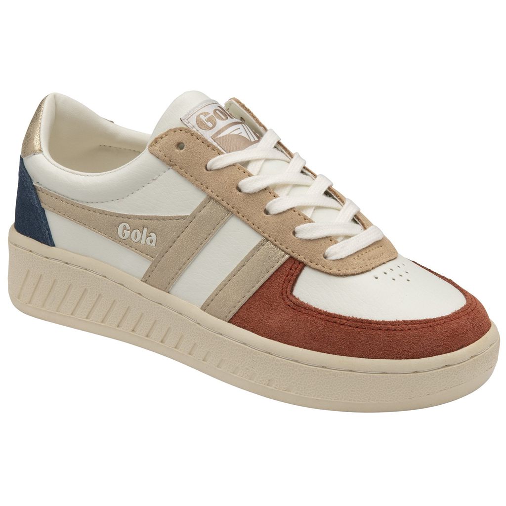 Gola Classics Grandslam Quadrant Sneakers Bílé Oranžové Zlaté CZ | HDXB-65790