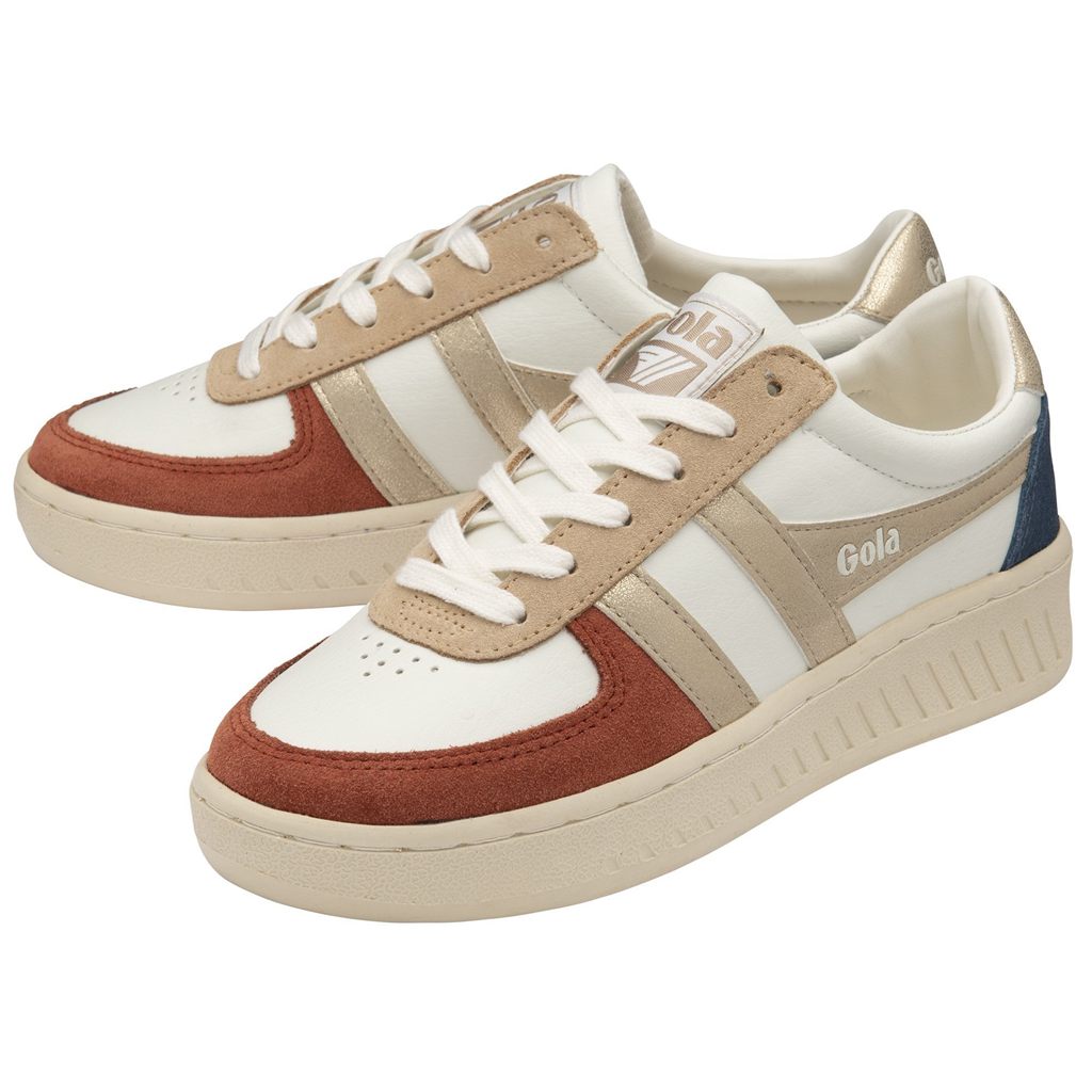 Gola Classics Grandslam Quadrant Sneakers Bílé Oranžové Zlaté CZ | HDXB-65790