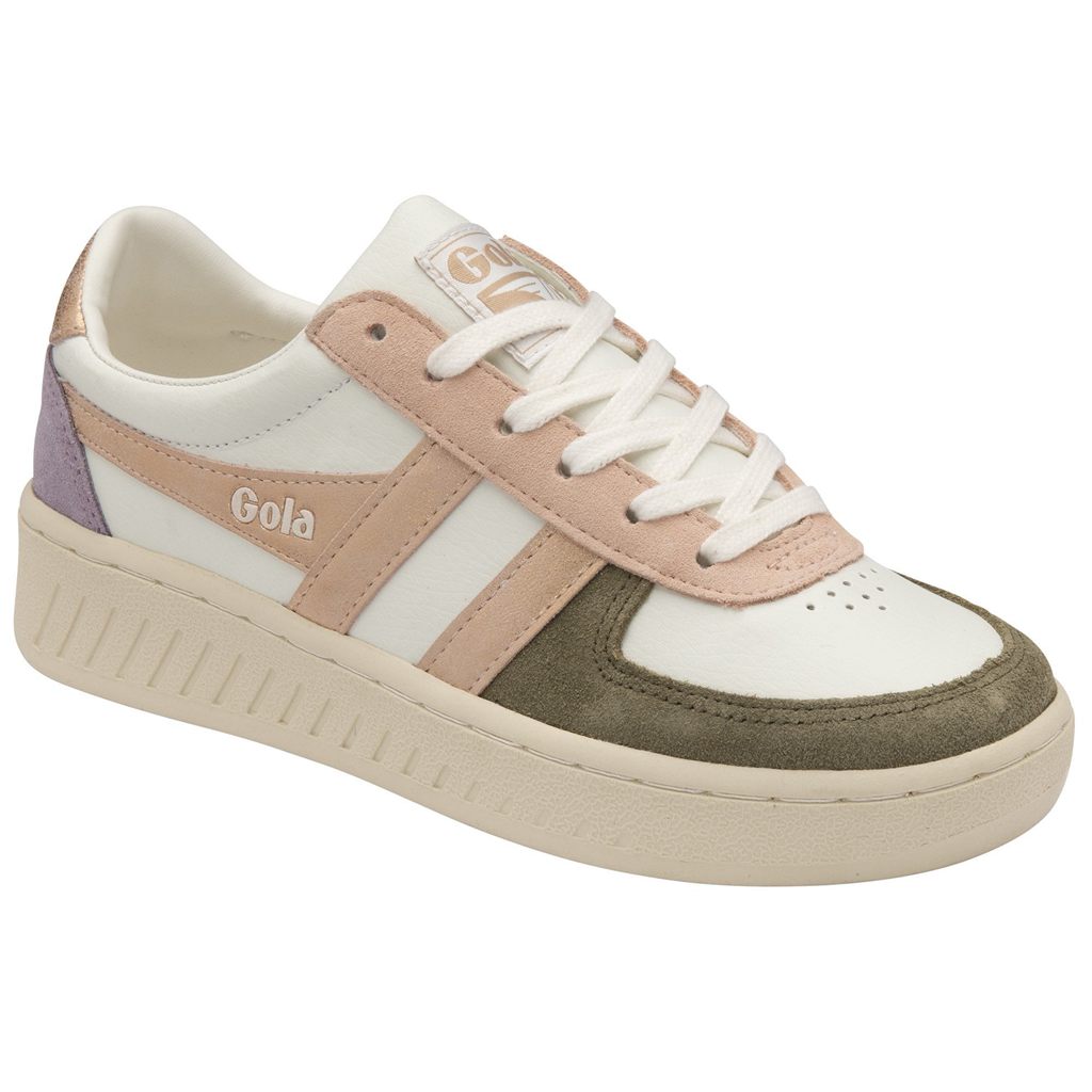 Gola Classics Grandslam Quadrant Sneakers Bílé Hnědožlutý Růžové Zlaté CZ | RGZE-35086