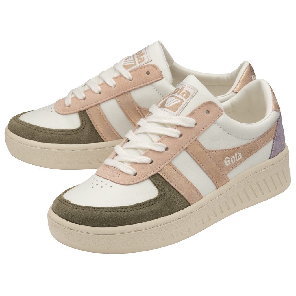 Gola Classics Grandslam Quadrant Sneakers Bílé Hnědožlutý Růžové Zlaté CZ | RGZE-35086
