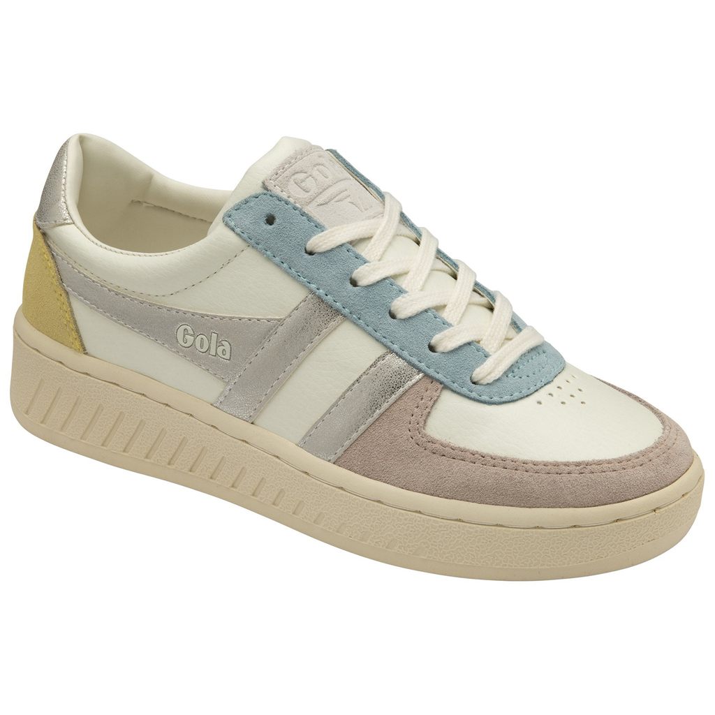 Gola Classics Grandslam Quadrant Sneakers Bílé Stříbrné Citrón CZ | ZVIW-62074