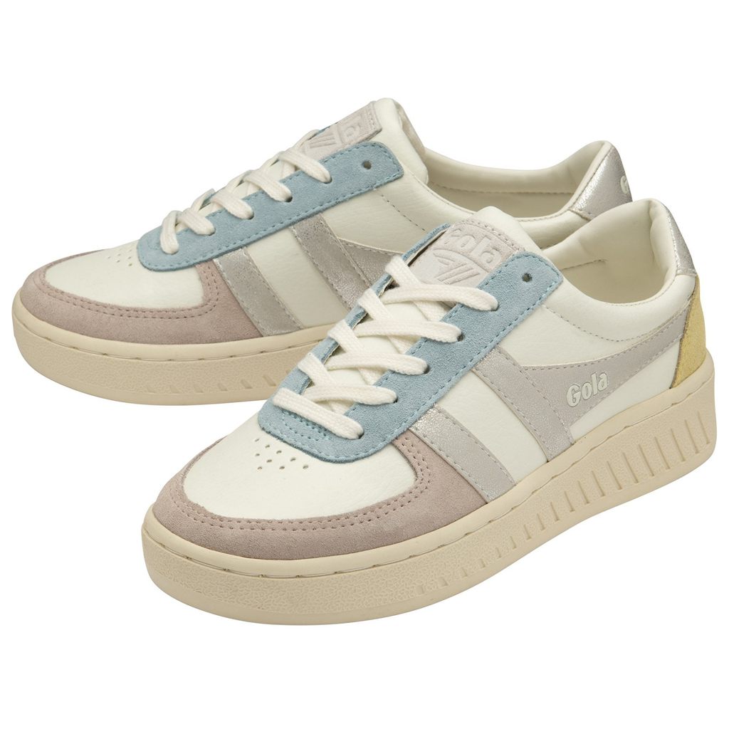 Gola Classics Grandslam Quadrant Sneakers Bílé Stříbrné Citrón CZ | ZVIW-62074