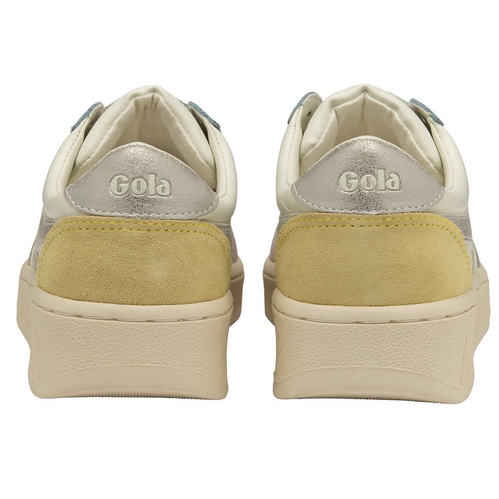 Gola Classics Grandslam Quadrant Sneakers Bílé Stříbrné Citrón CZ | ZVIW-62074