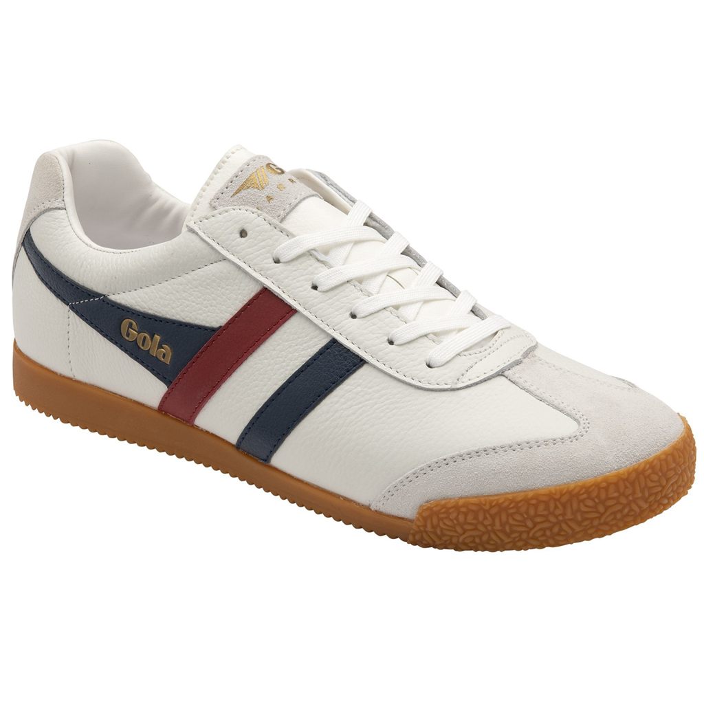 Gola Classics Harrier Leather Sneakers Bílé Tmavě Blankyt Červené CZ | TZHQ-26790