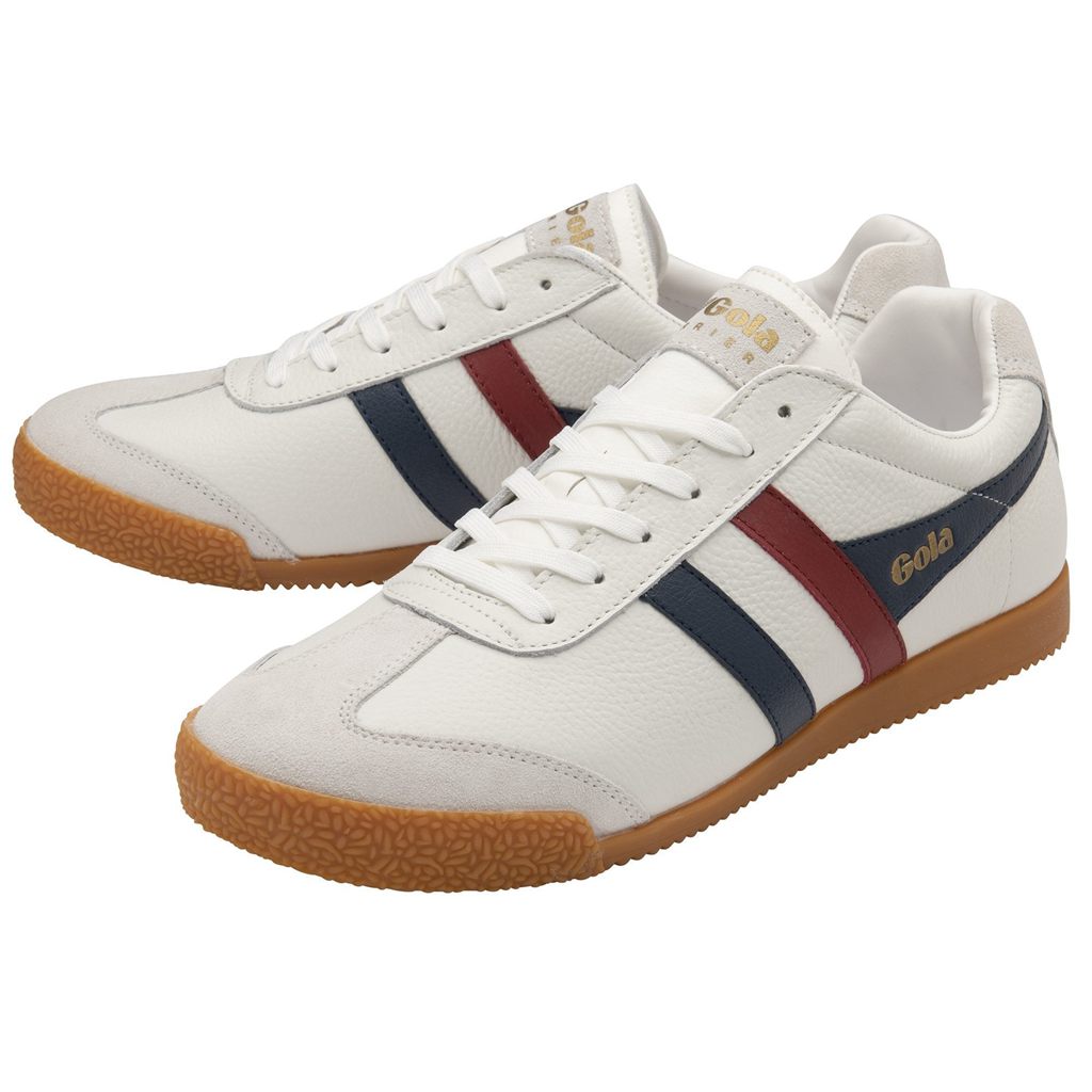 Gola Classics Harrier Leather Sneakers Bílé Tmavě Blankyt Červené CZ | TZHQ-26790