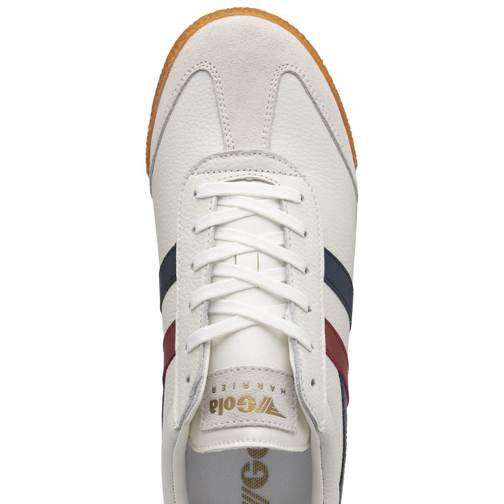 Gola Classics Harrier Leather Sneakers Bílé Tmavě Blankyt Červené CZ | TZHQ-26790