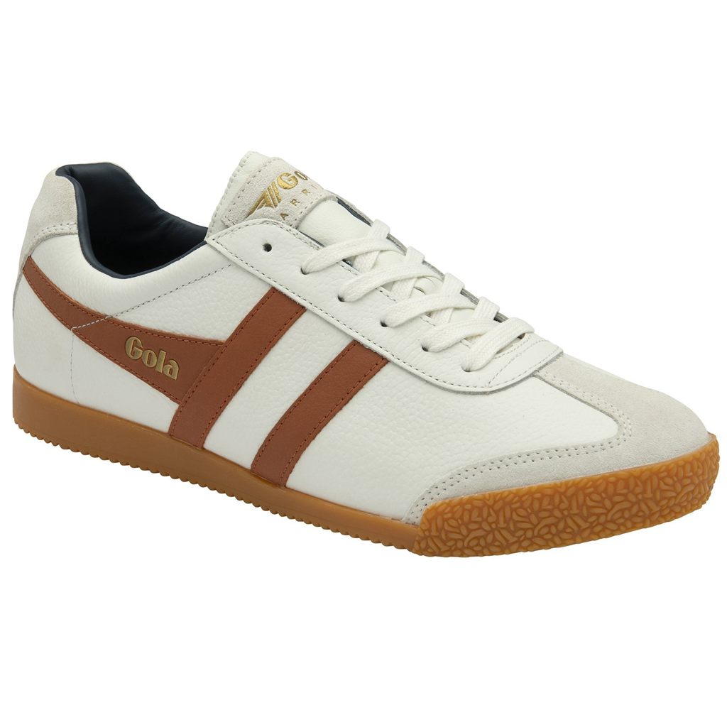 Gola Classics Harrier Leather Sneakers Bílé Oranžové Tmavě Blankyt CZ | DIVB-19508