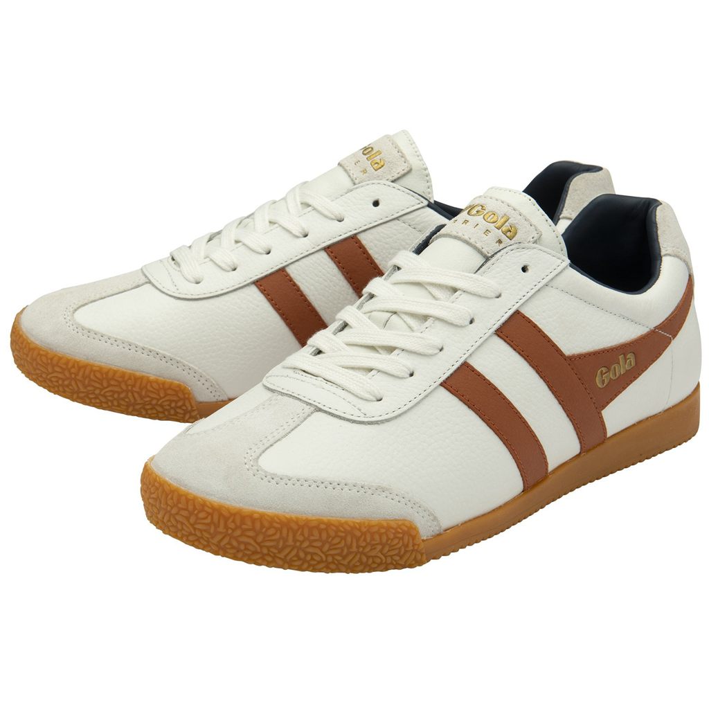 Gola Classics Harrier Leather Sneakers Bílé Oranžové Tmavě Blankyt CZ | DIVB-19508
