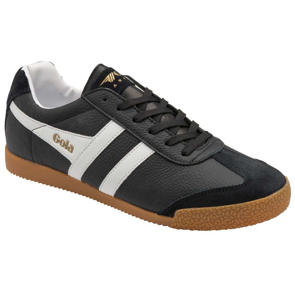 Gola Classics Harrier Leather Sneakers Černé Bílé Bílé CZ | YPCT-29865