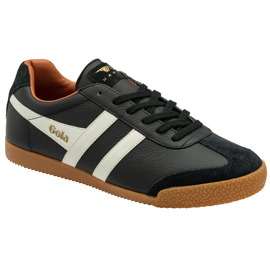 Gola Classics Harrier Leather Sneakers Černé Bílé Oranžové CZ | BYFP-17395