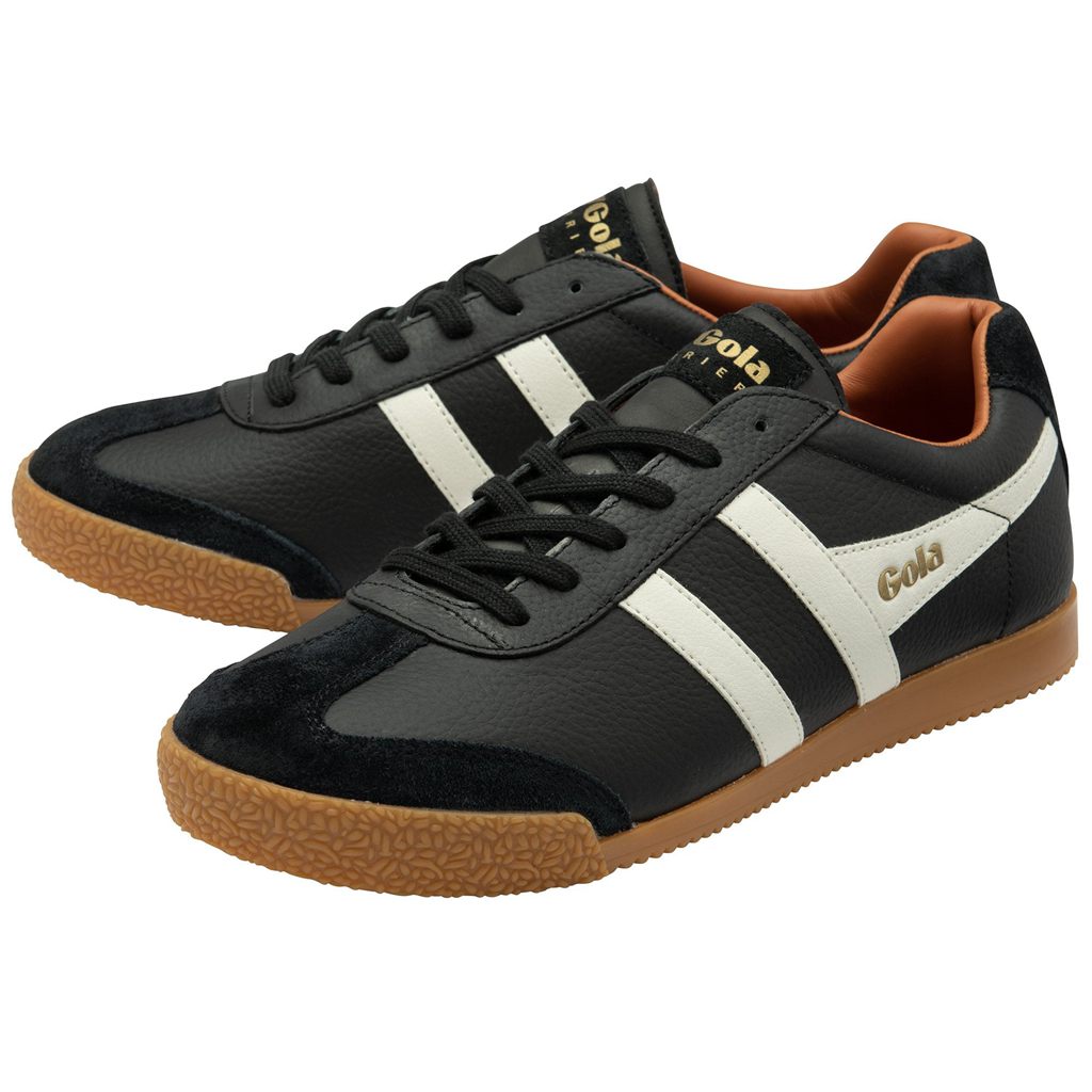Gola Classics Harrier Leather Sneakers Černé Bílé Oranžové CZ | BYFP-17395