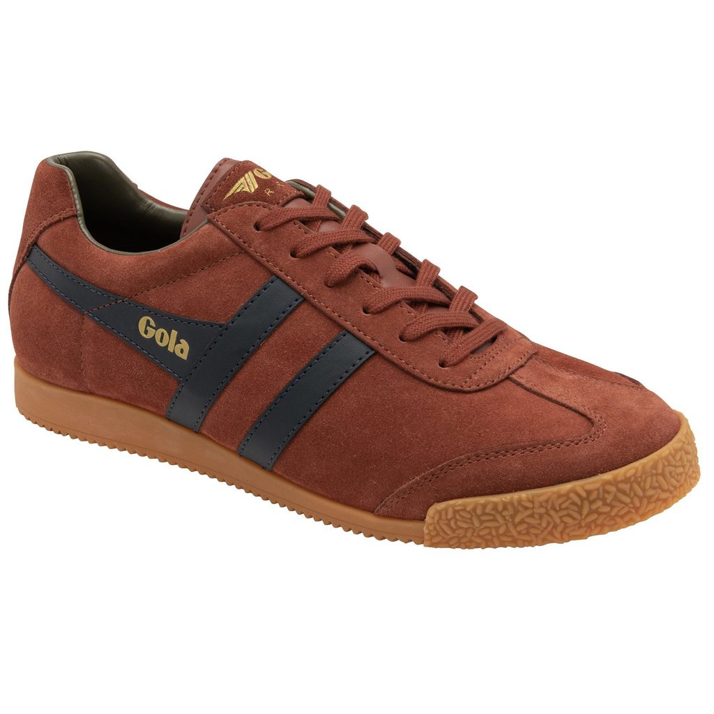 Gola Classics Harrier Suede Sneakers Tmavě Blankyt Hnědožlutý CZ | IPHW-84612