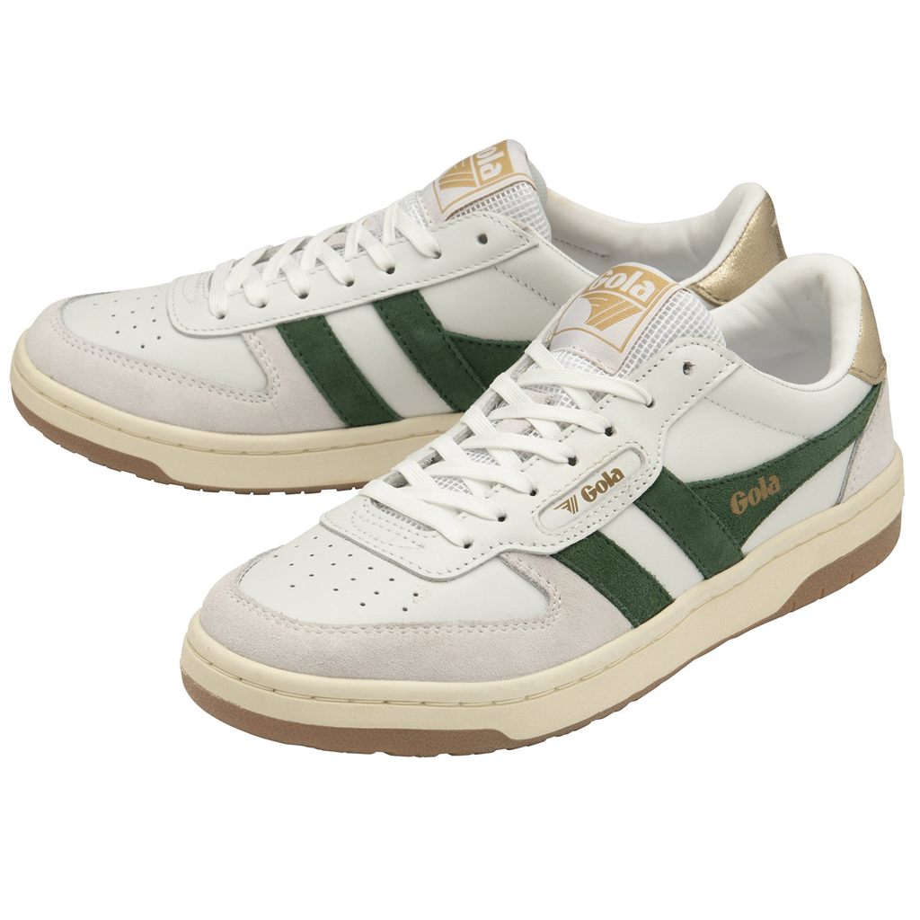 Gola Classics Hawk Sneakers Bílé Tmavě Zelene Zlaté CZ | LHRQ-59412