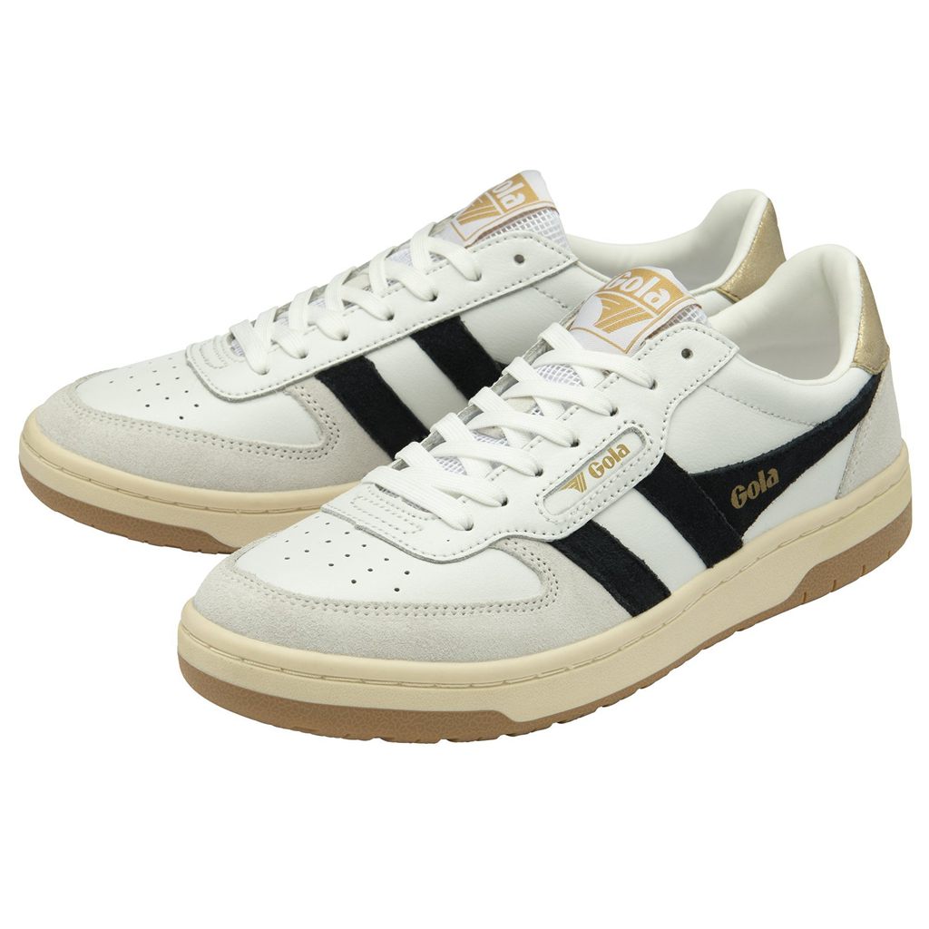 Gola Classics Hawk Sneakers Bílé Černé Zlaté CZ | IMXS-81760