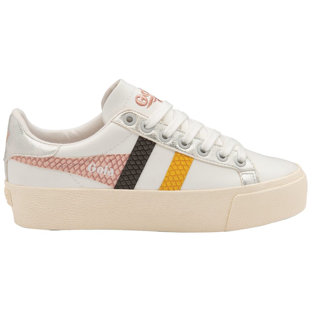 Gola Classics Orchid Platform Trident Snake Sneakers Bílé Růžové CZ | EHUA-30869