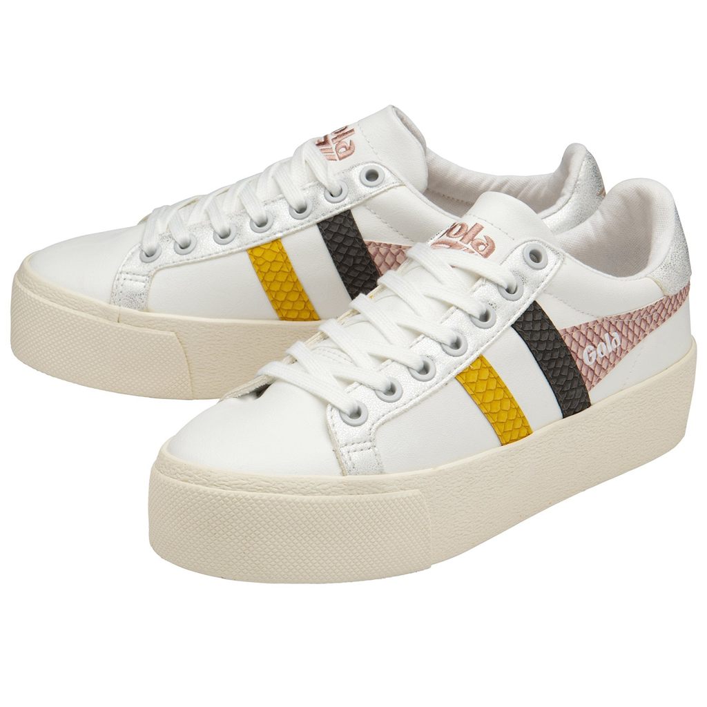 Gola Classics Orchid Platform Trident Snake Sneakers Bílé Růžové CZ | EHUA-30869