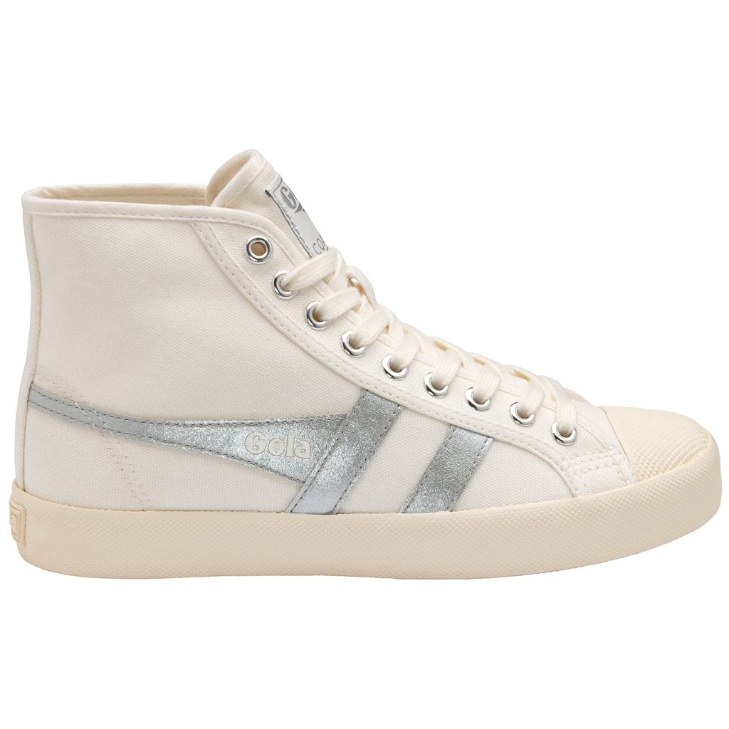Gola Vegan Classics Coaster Flame High Sneakers Bílé Stříbrné CZ | OAVI-26584