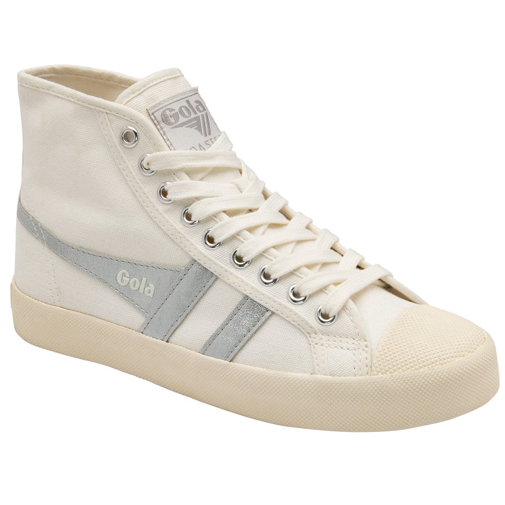 Gola Vegan Classics Coaster Flame High Sneakers Bílé Stříbrné CZ | OAVI-26584