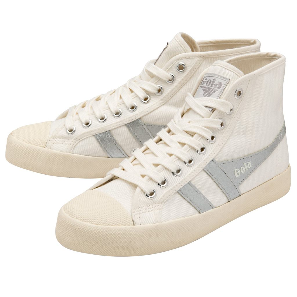 Gola Vegan Classics Coaster Flame High Sneakers Bílé Stříbrné CZ | OAVI-26584