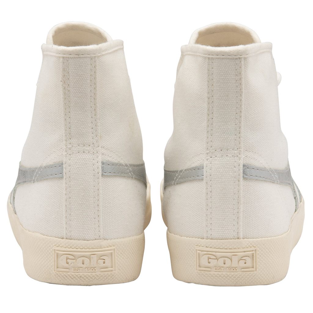 Gola Vegan Classics Coaster Flame High Sneakers Bílé Stříbrné CZ | OAVI-26584