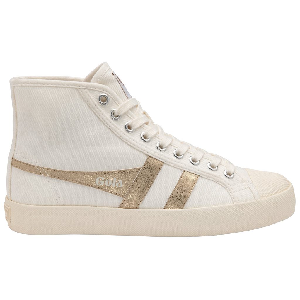 Gola Vegan Classics Coaster Flame High Sneakers Bílé Zlaté CZ | KIWM-54281