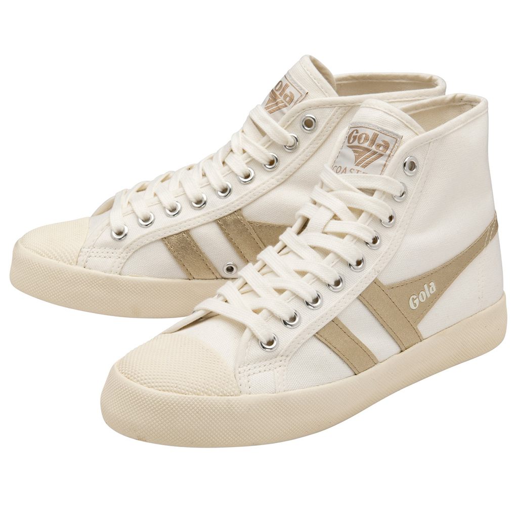 Gola Vegan Classics Coaster Flame High Sneakers Bílé Zlaté CZ | KIWM-54281