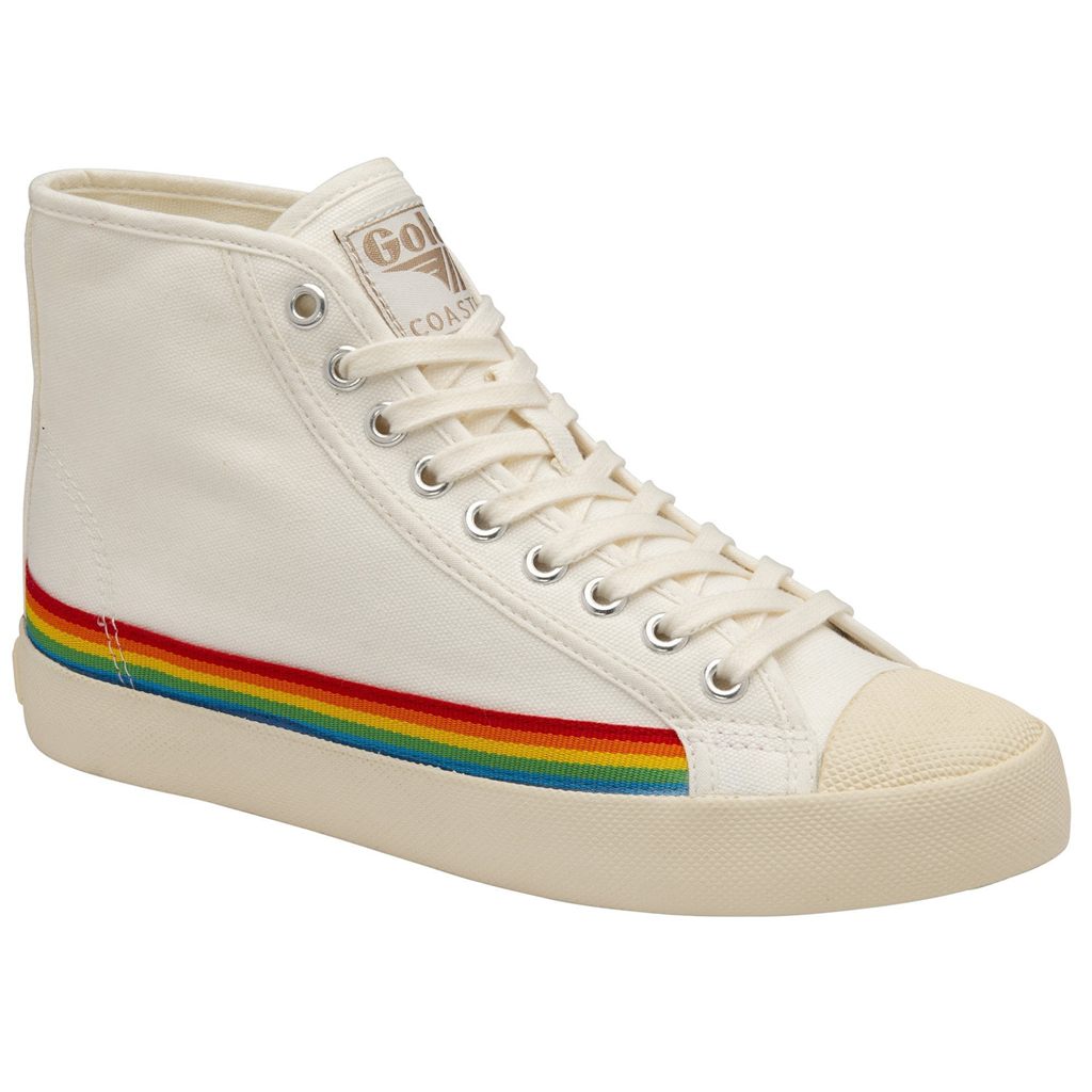 Gola Vegan Classics Coaster High Rainbow Drop Shoes Bílé CZ | NRQJ-92856