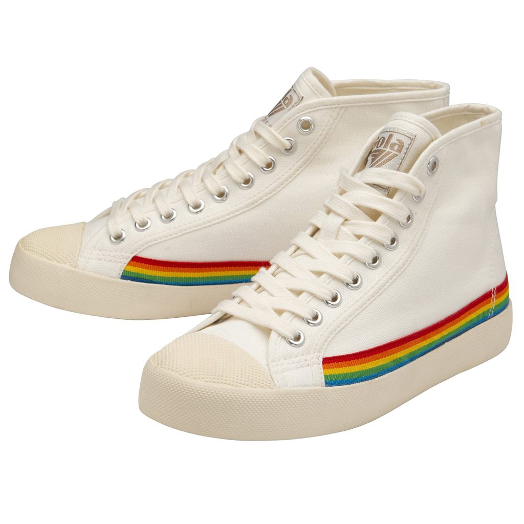 Gola Vegan Classics Coaster High Rainbow Drop Shoes Bílé CZ | NRQJ-92856