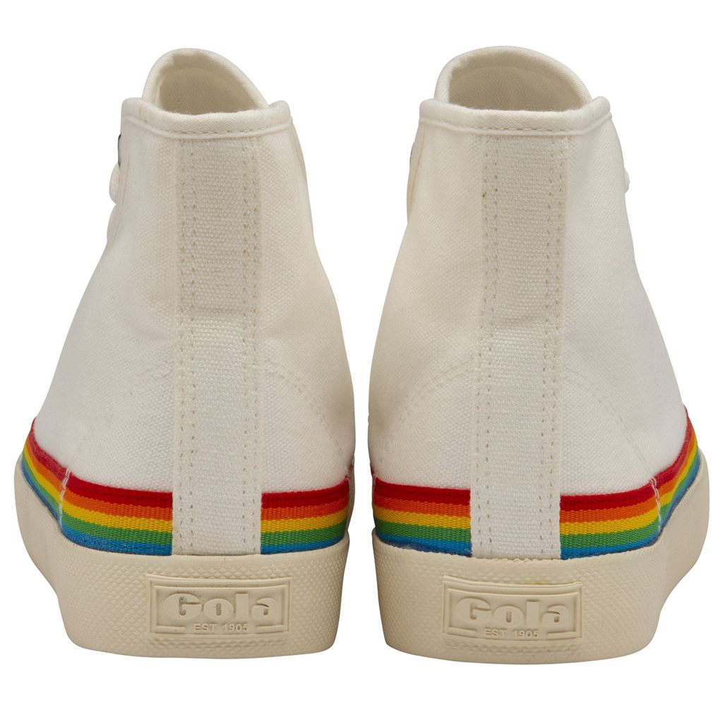 Gola Vegan Classics Coaster High Rainbow Drop Shoes Bílé CZ | NRQJ-92856