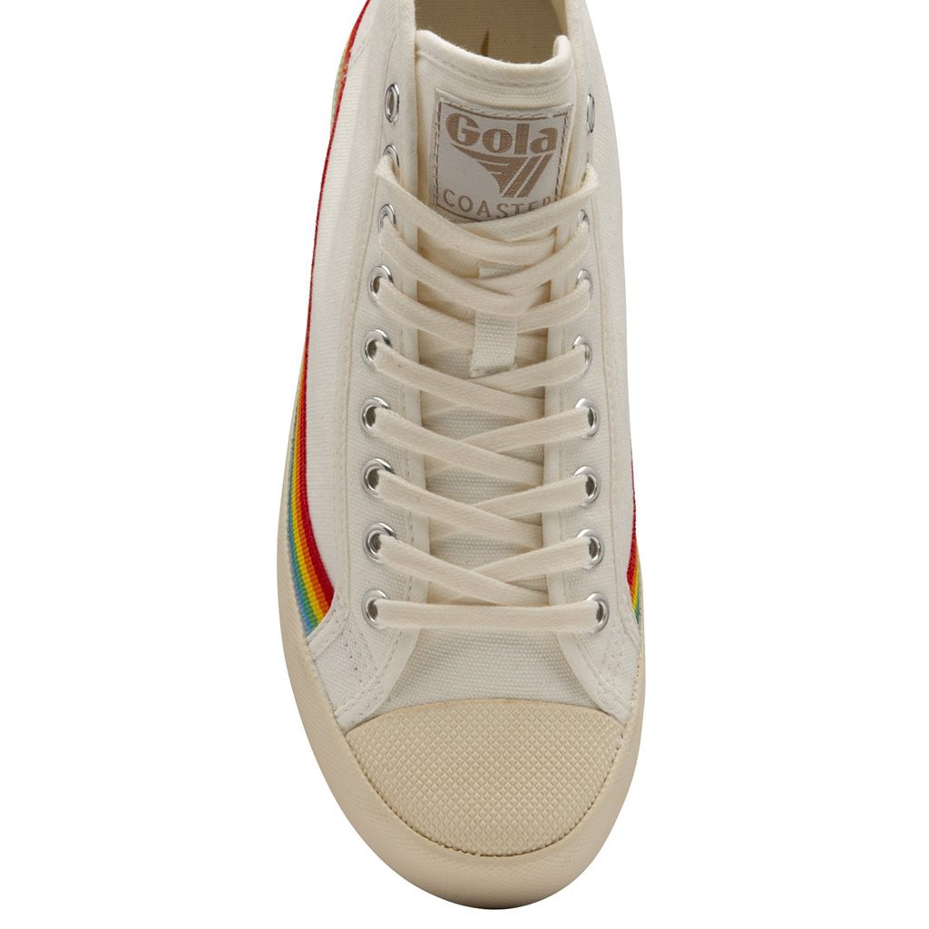 Gola Vegan Classics Coaster High Rainbow Drop Shoes Bílé CZ | NRQJ-92856