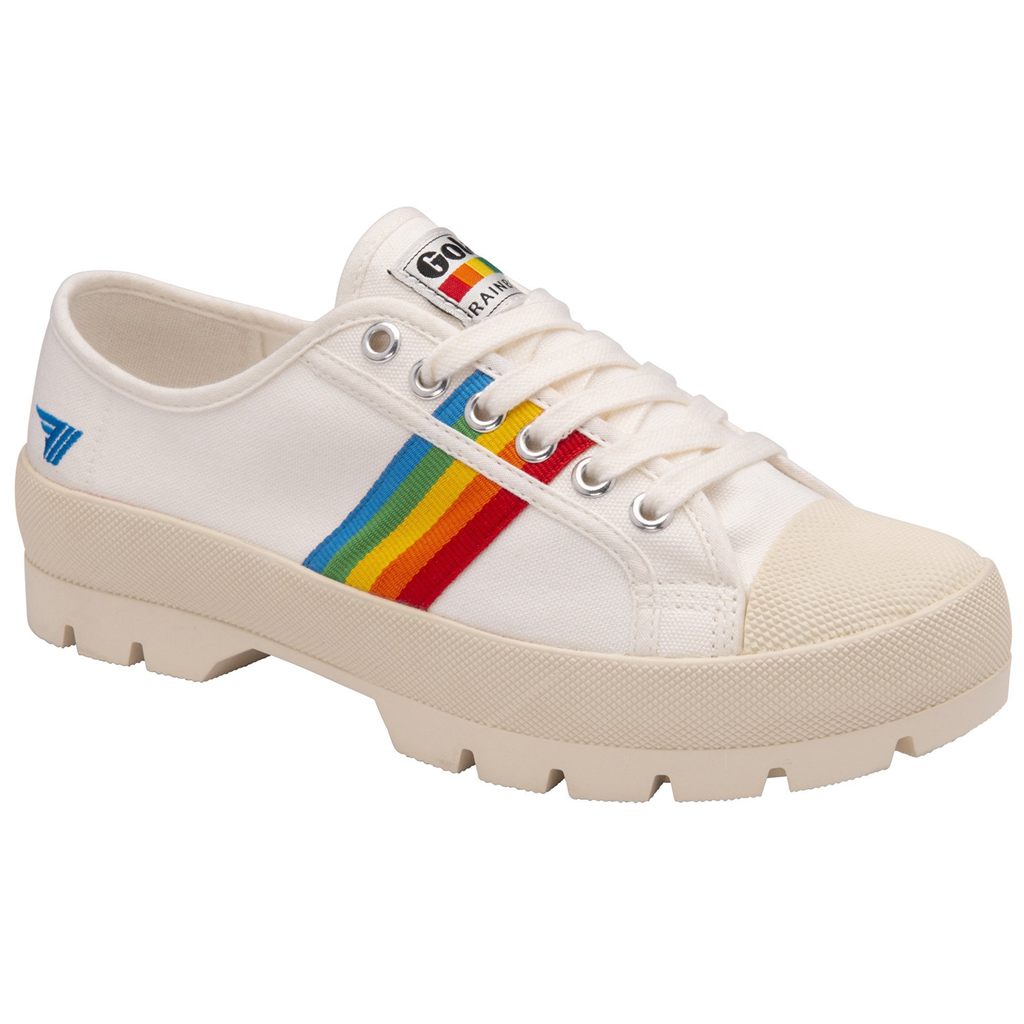 Gola Vegan Classics Coaster Peak Rainbow Shoes Bílé CZ | OGBE-46103