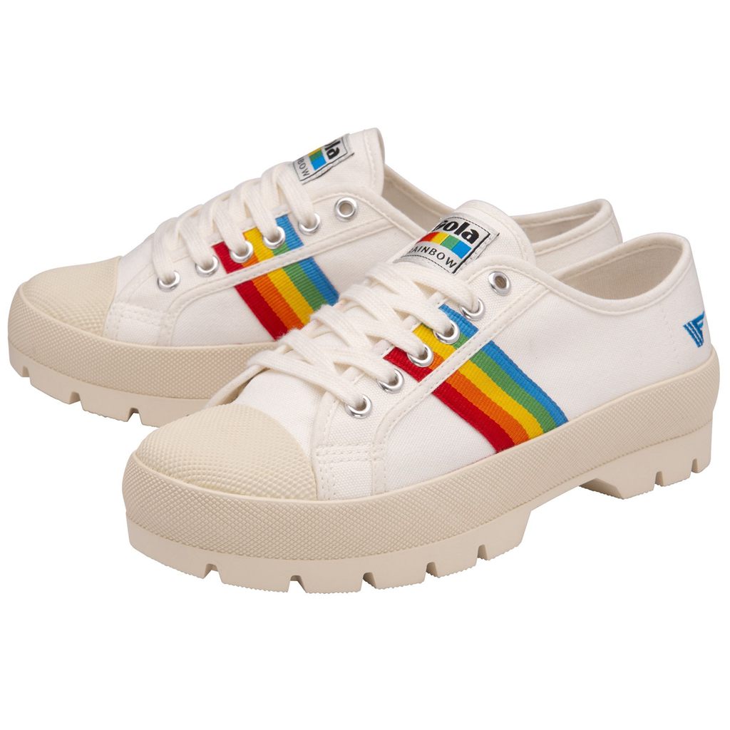 Gola Vegan Classics Coaster Peak Rainbow Shoes Bílé CZ | OGBE-46103