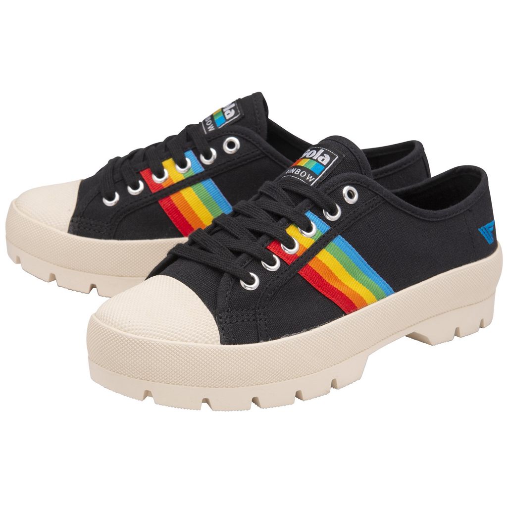 Gola Vegan Classics Coaster Peak Rainbow Shoes Černé CZ | SREH-98142