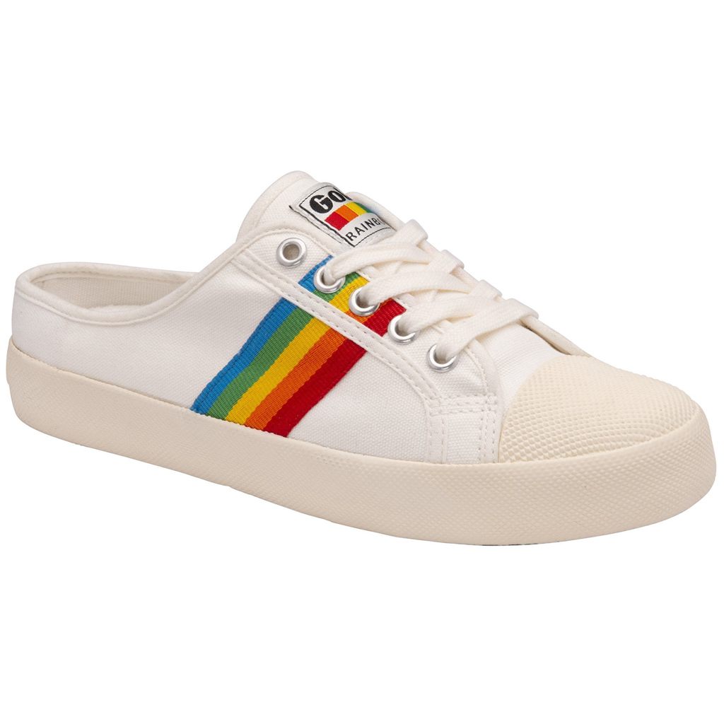 Gola Vegan Classics Coaster Rainbow Mule Plimsolls Shoes Bílé CZ | IKBF-21640