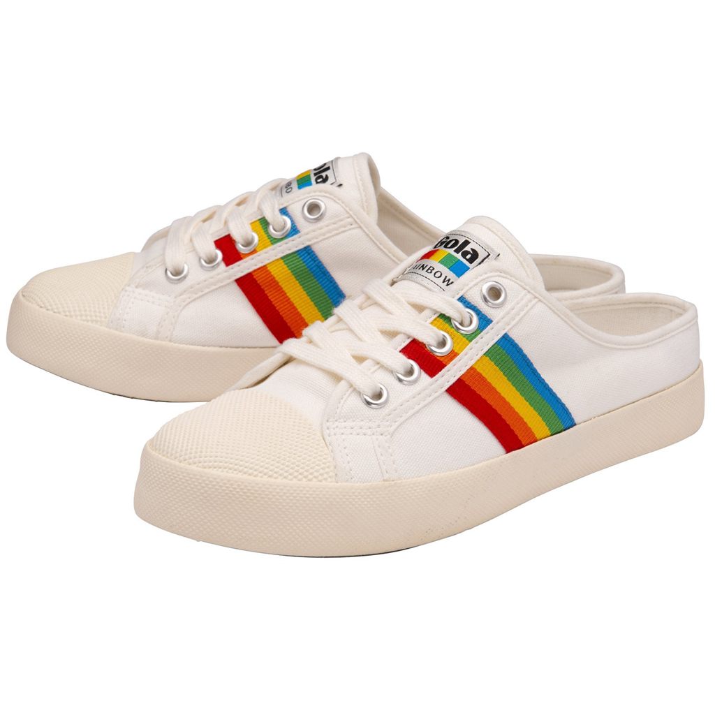 Gola Vegan Classics Coaster Rainbow Mule Plimsolls Shoes Bílé CZ | IKBF-21640