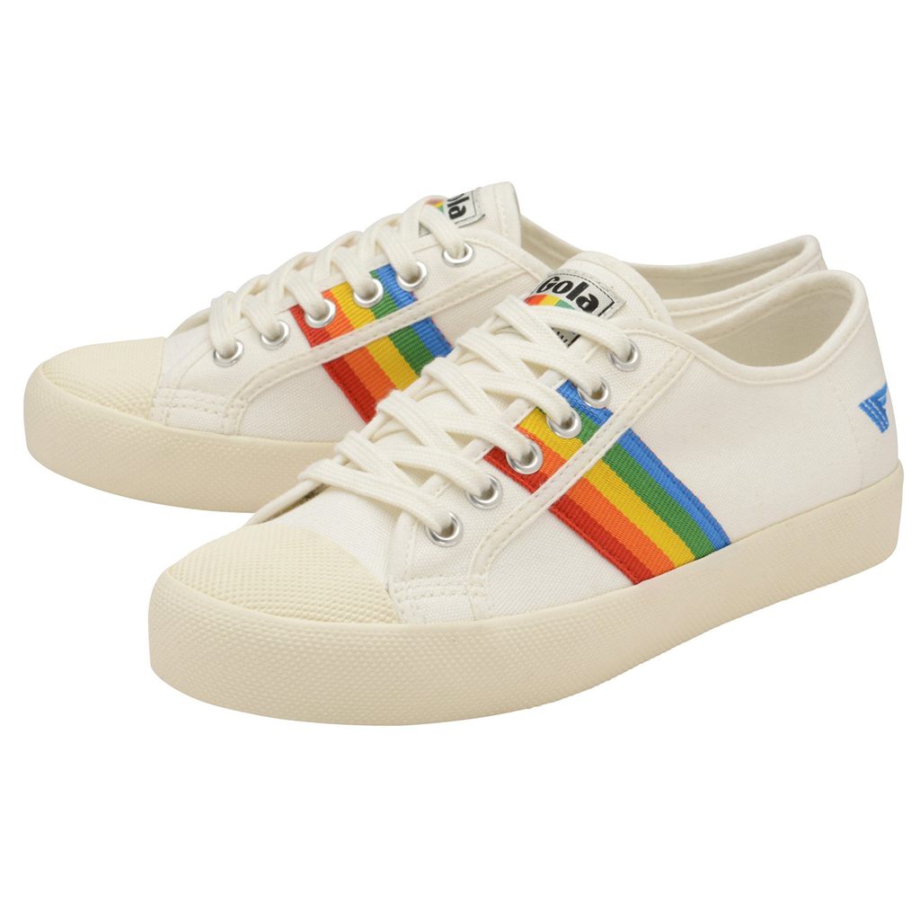 Gola Vegan Classics Coaster Rainbow Shoes Bílé CZ | KNCQ-75361