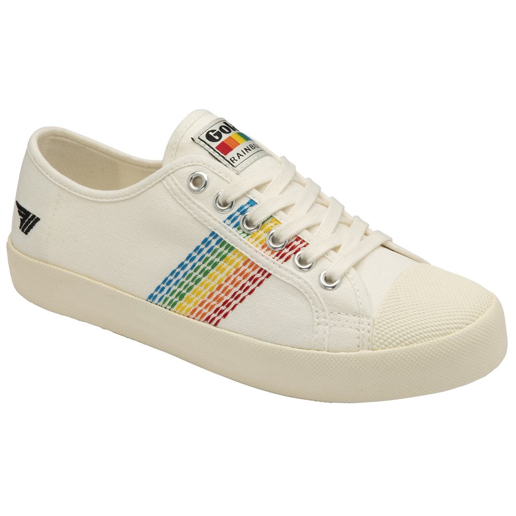 Gola Vegan Classics Coaster Rainbow Stitch Shoes Bílé CZ | MILW-09536