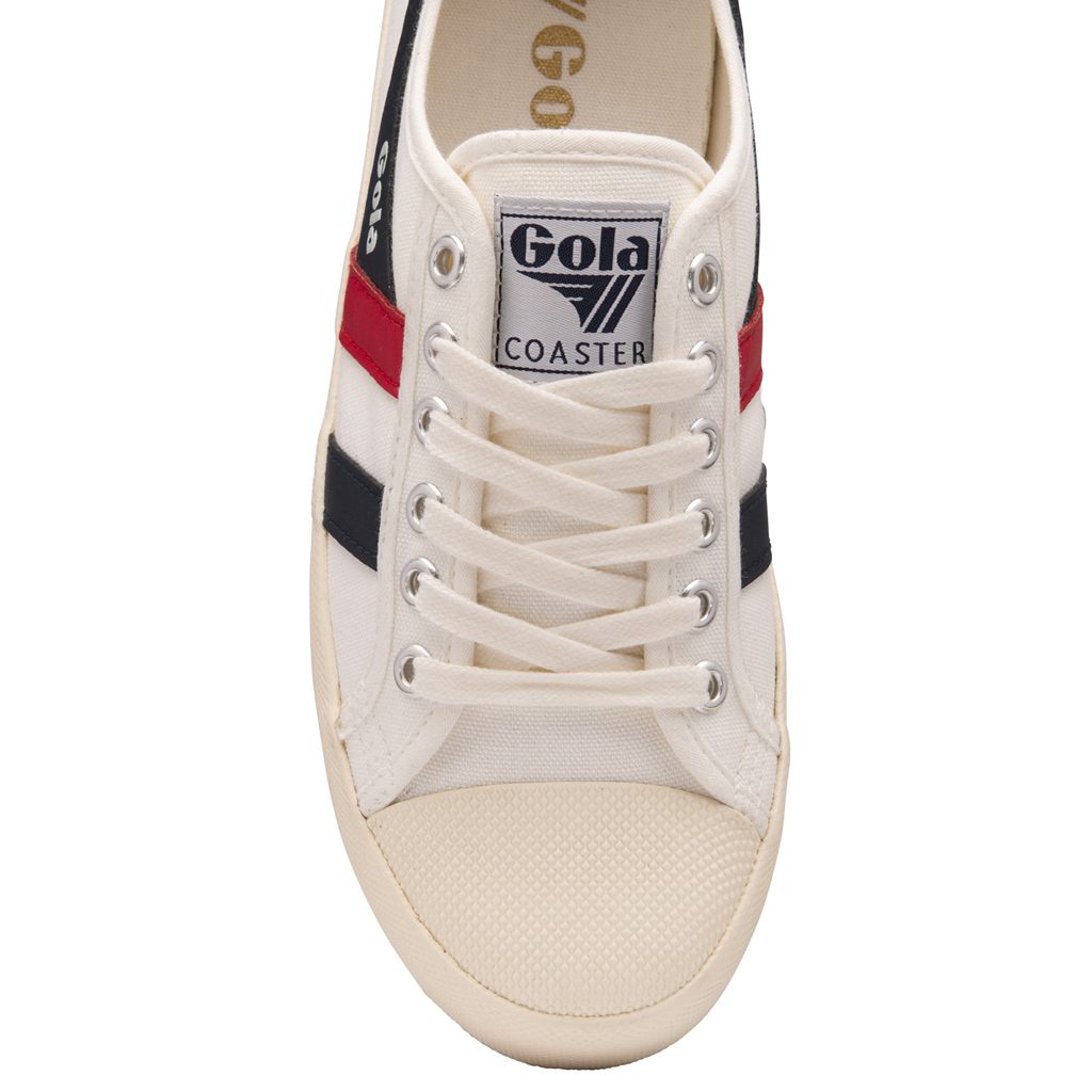 Gola Vegan Classics Coaster Shoes Bílé Tmavě Blankyt Červené CZ | MFAJ-30194