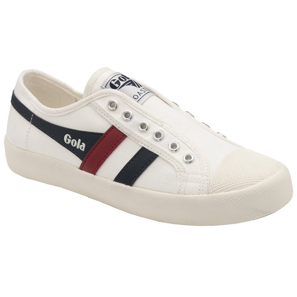 Gola Vegan Classics Coaster Slip Shoes Bílé Tmavě Blankyt Červené CZ | KLXU-01693