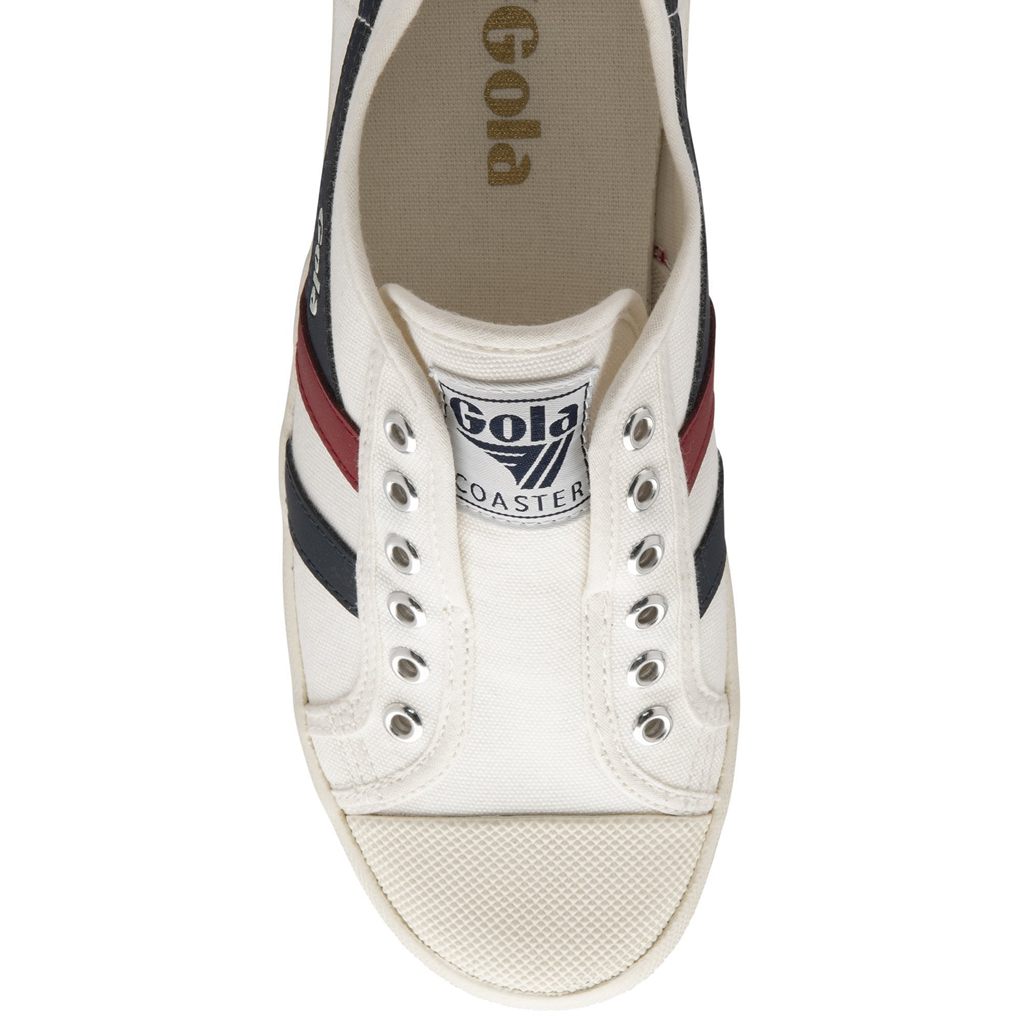 Gola Vegan Classics Coaster Slip Shoes Bílé Tmavě Blankyt Červené CZ | KLXU-01693