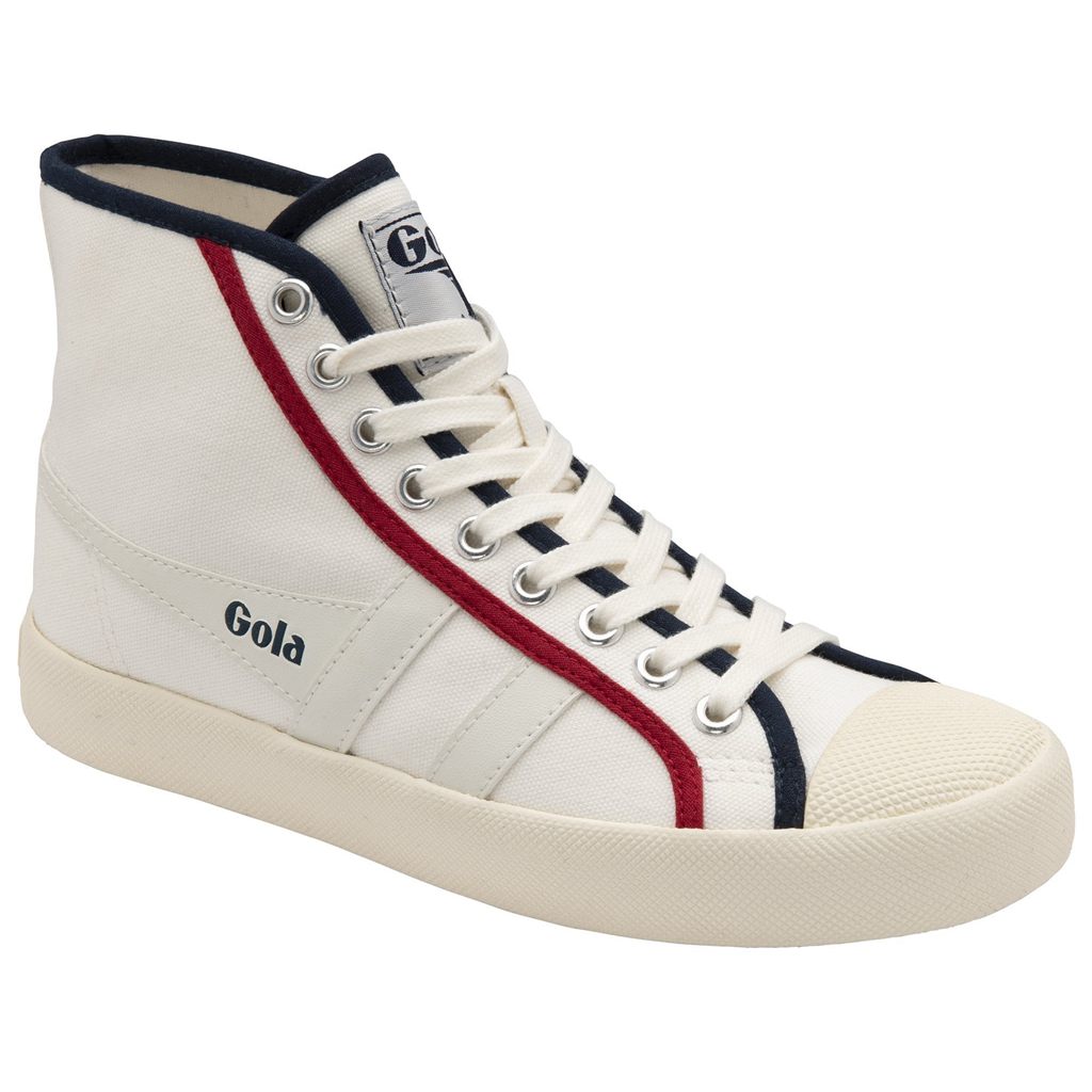 Gola Vegan Classics Coaster Smash High Shoes Bílé Tmavě Blankyt Tmavě Červené CZ | ISEU-15672