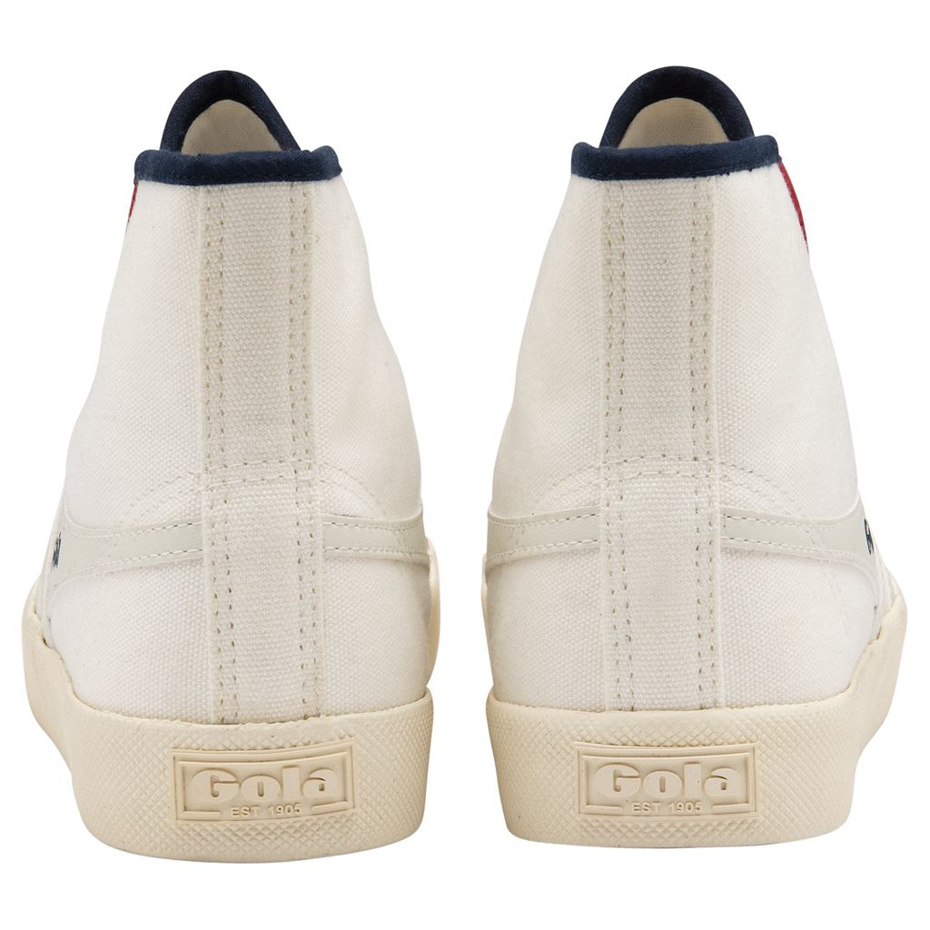 Gola Vegan Classics Coaster Smash High Shoes Bílé Tmavě Blankyt Tmavě Červené CZ | ISEU-15672
